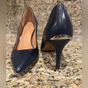 Calvin Klein Navy Leather Heels|SIZE 8
